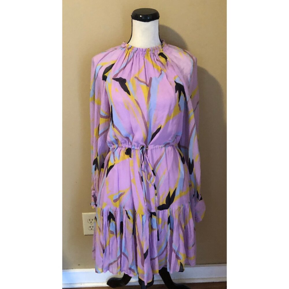 NWT Essentiel Antwerp lilac chiffon Chives print dress - Picture 7 of 10